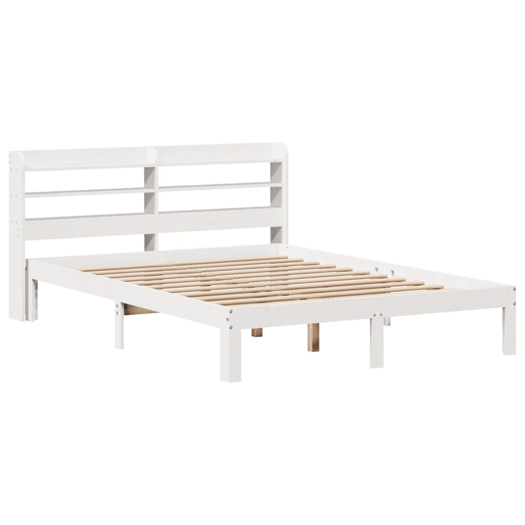 vidaXL Bedframe met hoofdeinde zonder matras 160x200 cm wit afbeelding