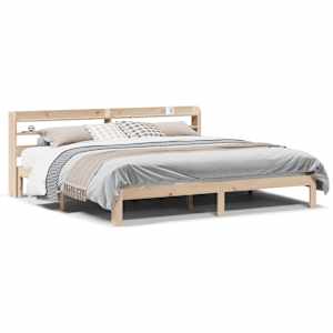 Rám postele s čelem 200 x 200 cm masivní borové dřevo - obrázek 2