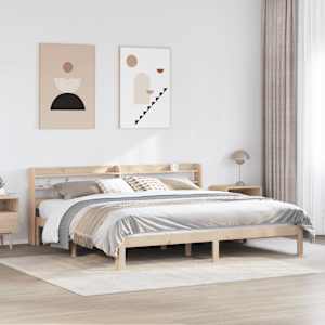 Rám postele s čelem 200 x 200 cm masivní borové dřevo - obrázek 1