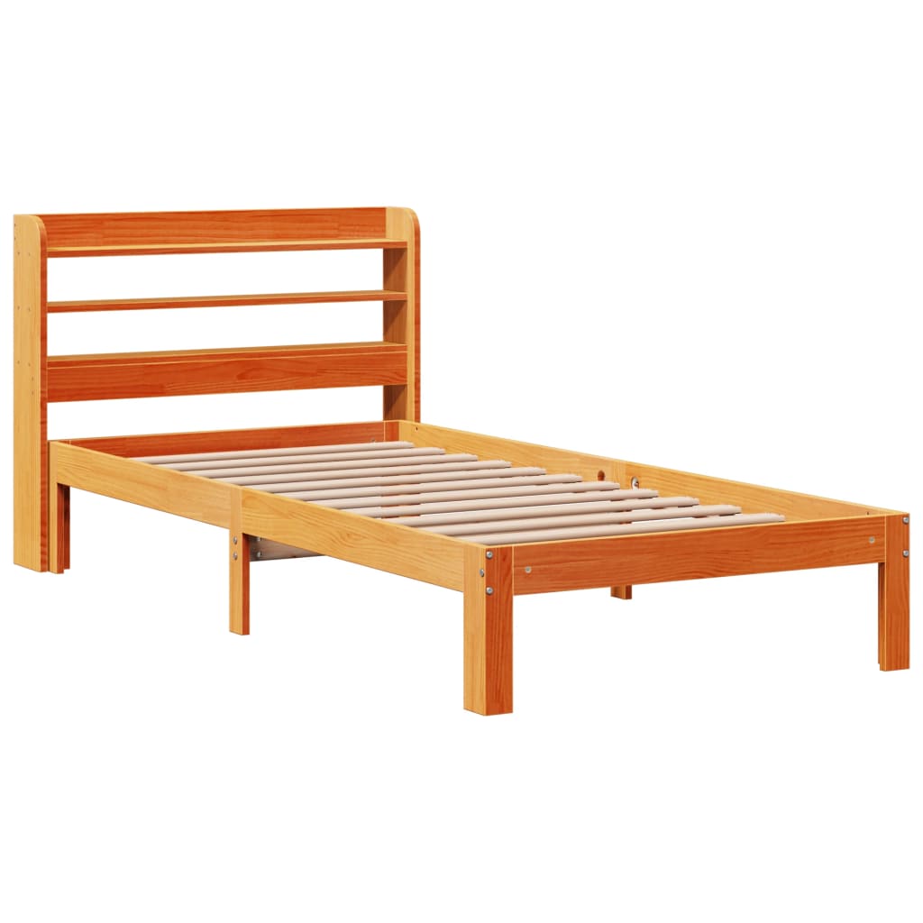 vidaXL Bedframe zonder matras massief grenenhout wasbruin 90x190 cm afbeelding