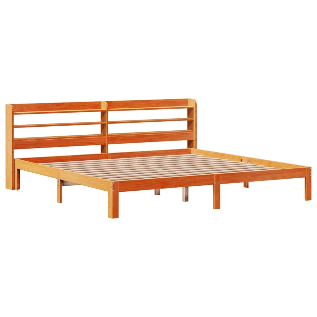 vidaXL Bedframe zonder matras massief grenenhout wasbruin 180x200 cm afbeelding