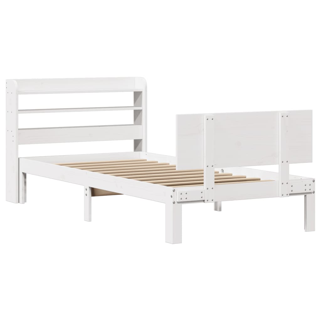 vidaXL Bedframe met hoofdeinde zonder matras 90x190 cm wit afbeelding