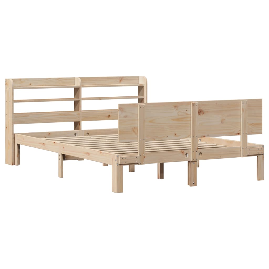 vidaXL Bedframe met hoofdbord massief grenenhout 120x190 cm afbeelding