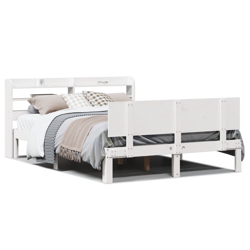 E-shop vidaXL Posteľný rám s čelom bez matraca biely 140x190 cm