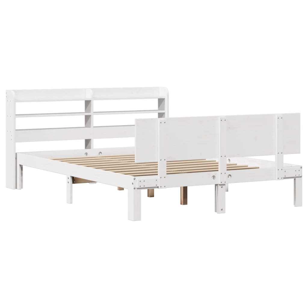 vidaXL Bedframe met hoofdeinde zonder matras 140x190 cm wit afbeelding