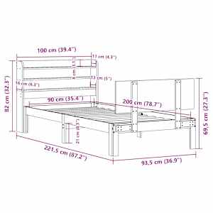 Rám postele s čelem bez matrace bílý 90x200 cm - obrázek 12