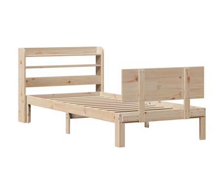 vidaXL gultas rāmis ar galvgali, 100x200 cm, priedes masīvkoks