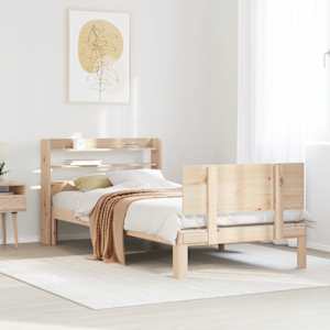 Rám postele s čelem 100 x 200 cm masivní borové dřevo - obrázek 1