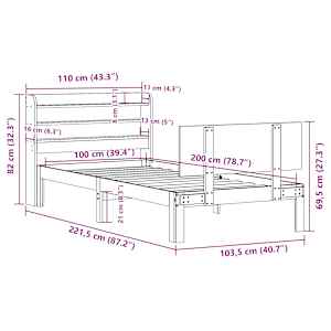 Rám postele s čelem bez matrace bílý 100x200 cm - obrázek 12