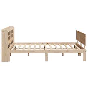 Rám postele s čelem bílý 140 x 200 cm masivní borové dřevo - obrázek 5