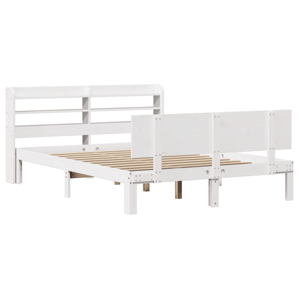 vidaXL Bedframe met hoofdeinde zonder matras 140x200 cm wit afbeelding