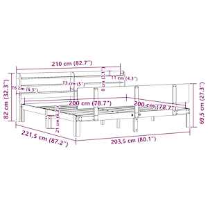 Rám postele s čelem 200 x 200 cm masivní borové dřevo - obrázek 12