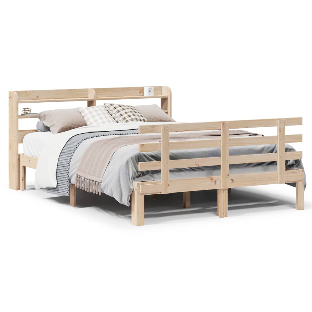E-shop vidaXL Posteľný rám s čelom 120x190 cm borovicový masív