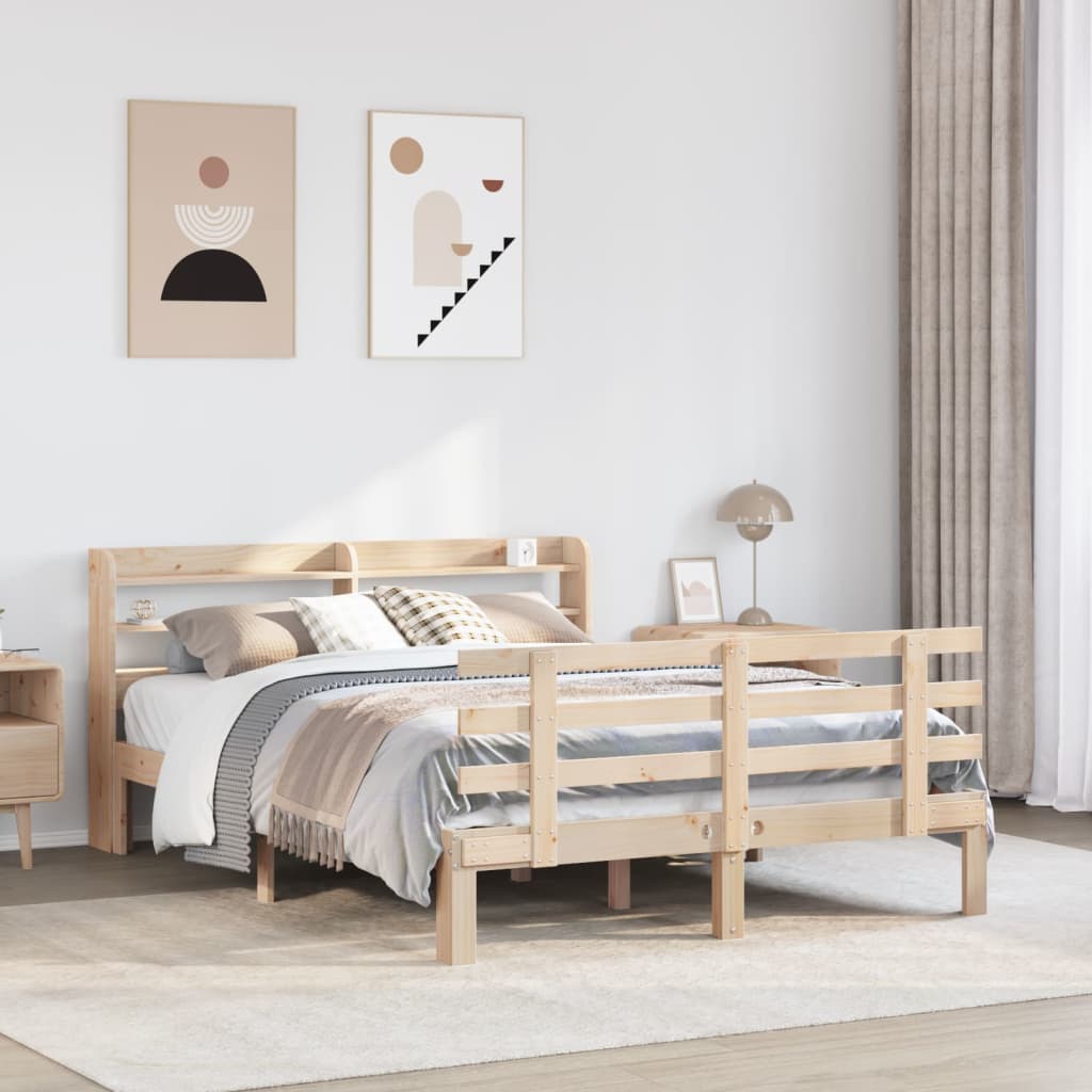 Bedframe met hoofdbord massief grenenhout 120×190 cm