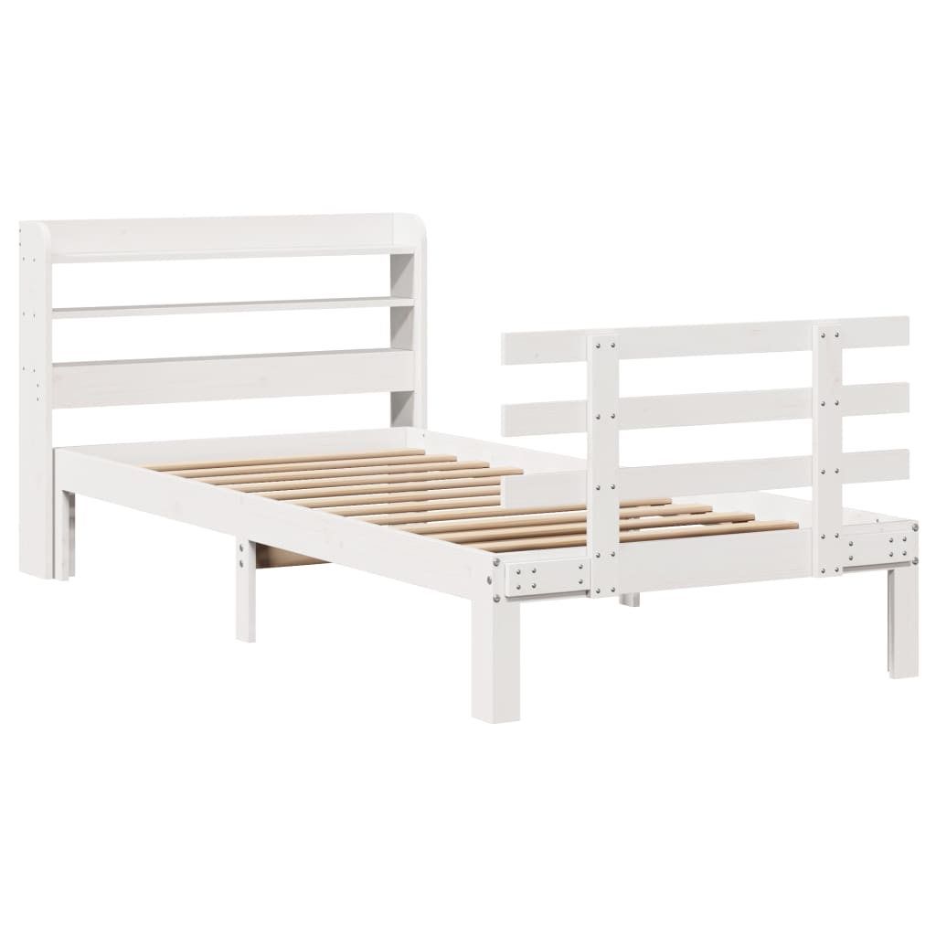vidaXL Bedframe met hoofdeinde zonder matras 90x200 cm wit afbeelding
