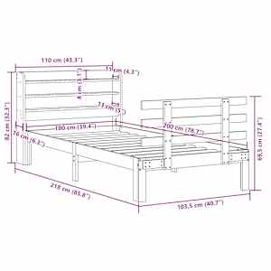 Rám postele s čelem 100 x 200 cm masivní borové dřevo - obrázek 11