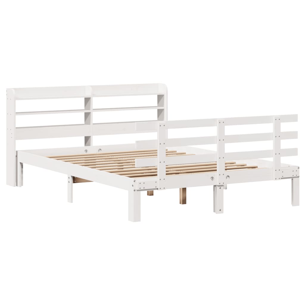 vidaXL Bedframe met hoofdeinde zonder matras 140x200 cm wit afbeelding