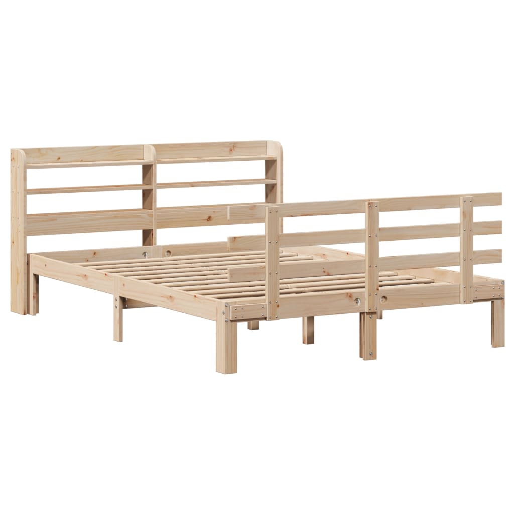 vidaXL Bedframe met hoofdbord massief grenenhout 160x200 cm afbeelding
