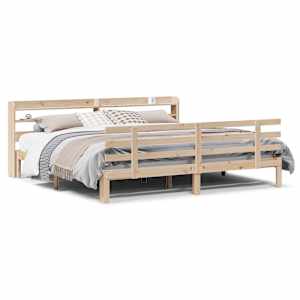 Rám postele s čelem 200 x 200 cm masivní borové dřevo - obrázek 2