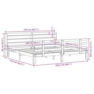 Rám postele s čelem 200 x 200 cm masivní borové dřevo - obrázek 11