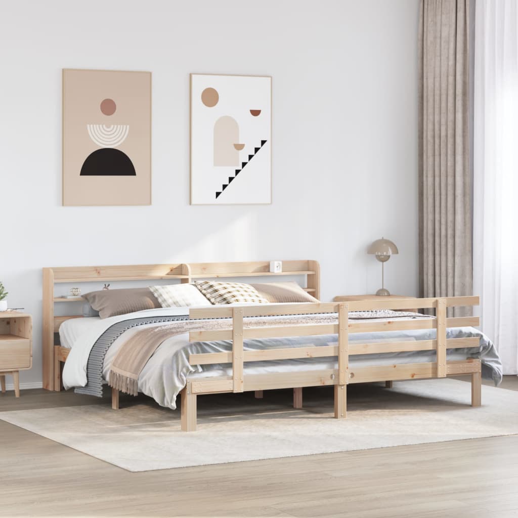 vidaXL Cadru pat cu tăblie 200x200 cm, lemn masiv de pin