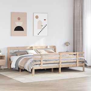 Rám postele s čelem 200 x 200 cm masivní borové dřevo - obrázek 1