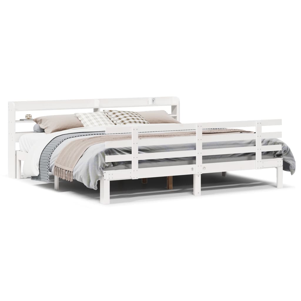 voodiraam peatsiga ilma madratsita Valge 200x200 cm