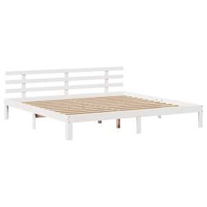 Rám postele s čelem bez matrace bílý 200x200 cm - obrázek 4