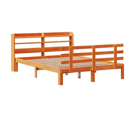 vidaXL Cadre de lit et t&ecirc;te de lit sans matelas cire marron 120x190 cm