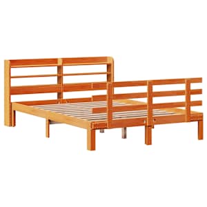 vidaXL Cadre de lit et t&ecirc;te de lit sans matelas cire marron 120x190 cm