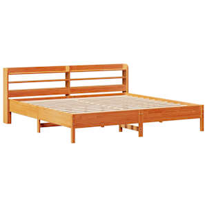 Postel bez matrace voskově hnědá 200 x 200 cm masivní borovice - obrázek 3