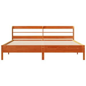 Postel bez matrace voskově hnědá 200 x 200 cm masivní borovice - obrázek 4