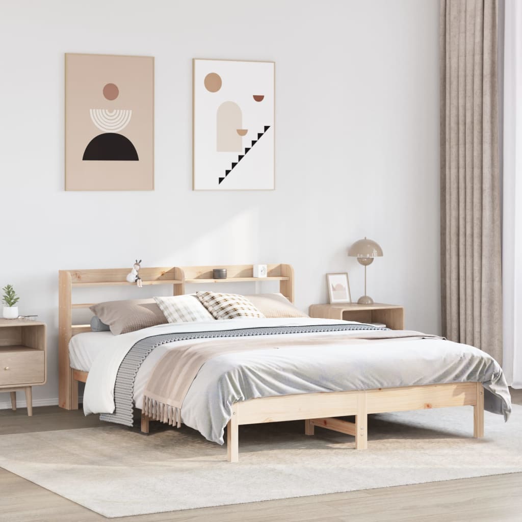 Sengeramme Uden Madras Massivt Fyrretræ - Naturfarvet / 150 x 200 cm