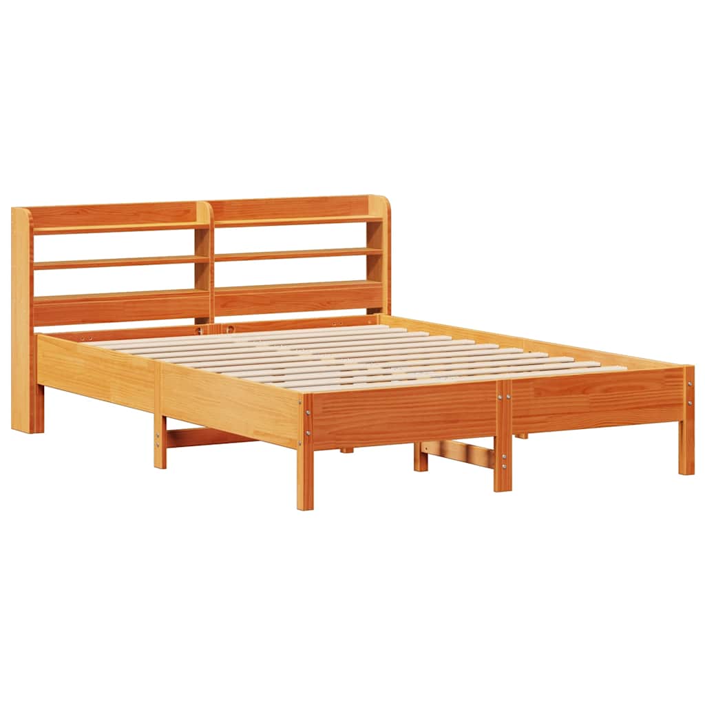vidaXL Bedframe zonder matras massief grenenhout wasbruin 140x200 cm afbeelding