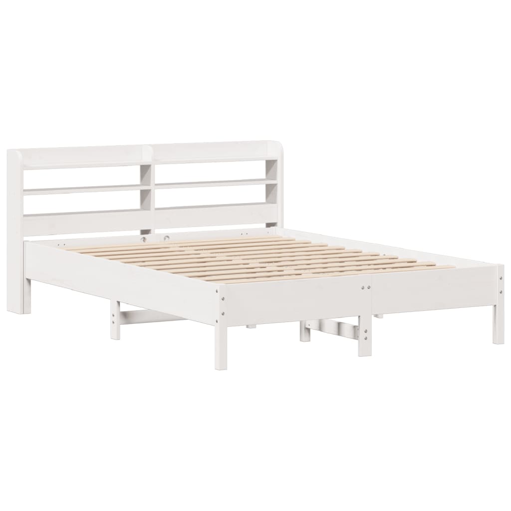 vidaXL Bedframe zonder matras massief grenenhout wit 135x190 cm afbeelding