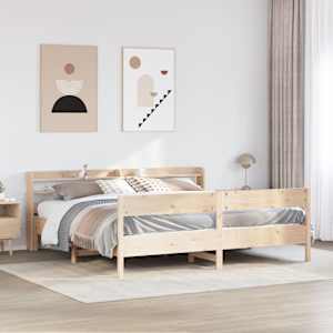 Posteljni okvir brez vzmetnice 200x200 cm trdna borovina