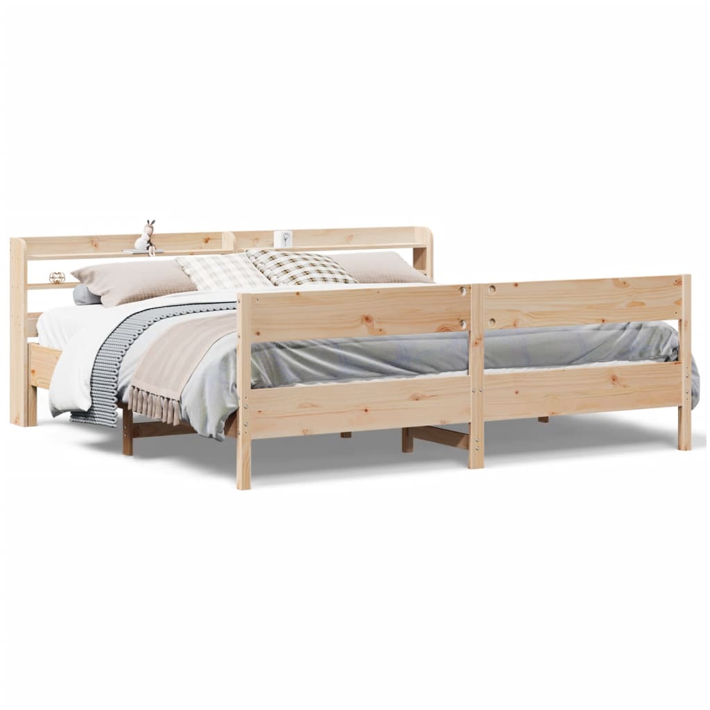 vidaXL Bedframe zonder matras massief grenenhout 180x200 cm bruin, foto 3