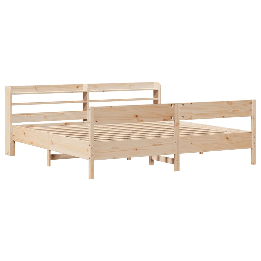 vidaXL Bedframe zonder matras massief grenenhout 180x200 cm bruin, foto 2