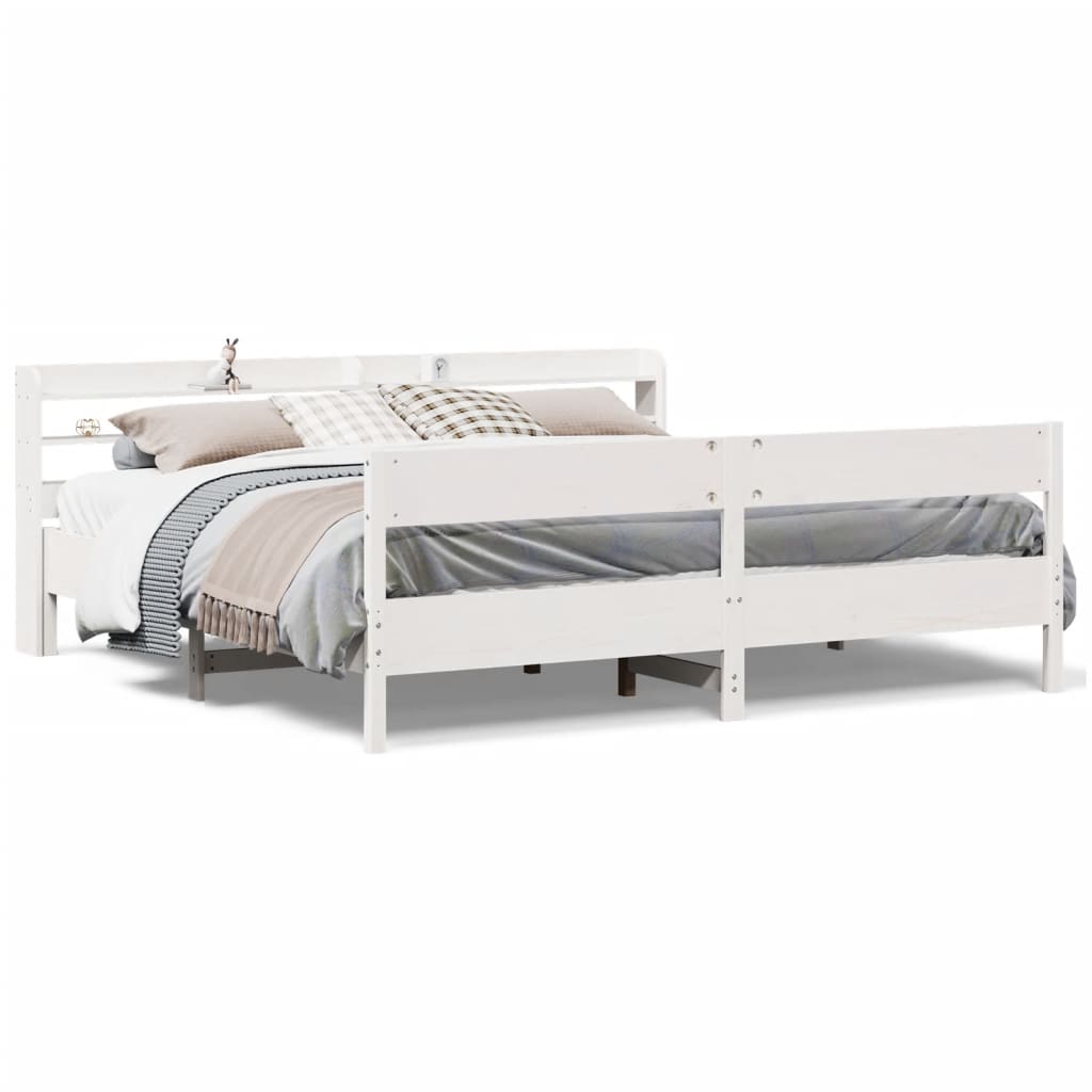 vidaXL Bedframe zonder matras massief grenenhout wit 180x200 cm, foto 3