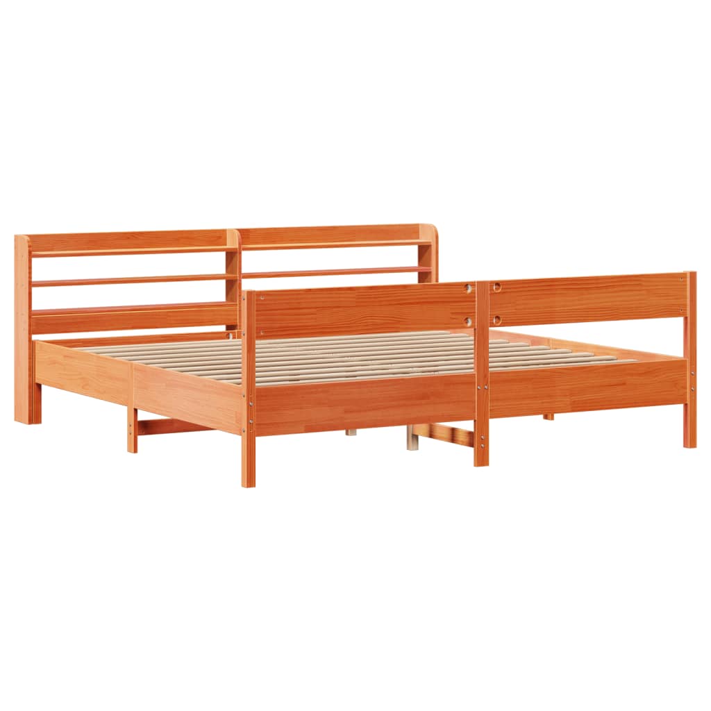 vidaXL Bedframe zonder matras massief grenenhout wasbruin 180x200 cm afbeelding