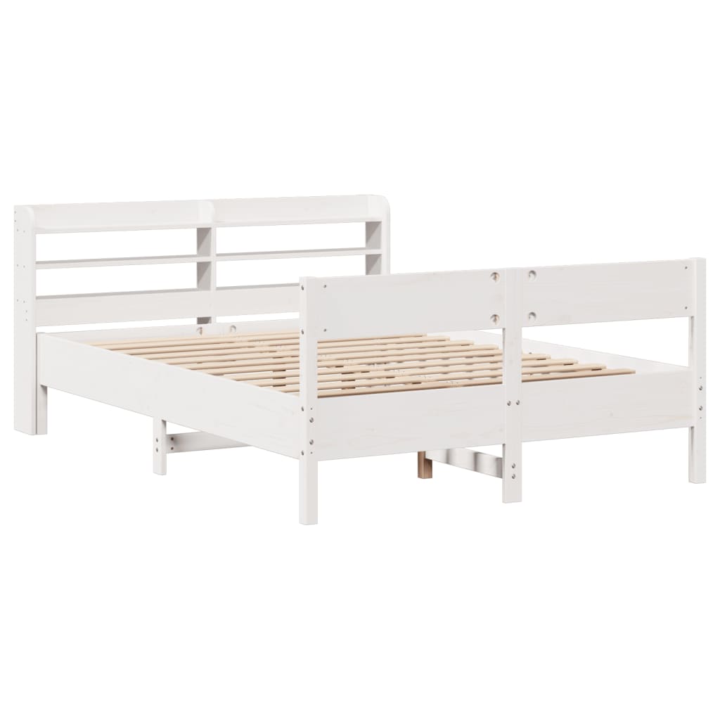 vidaXL Bedframe zonder matras massief grenenhout wit 140x200 cm afbeelding