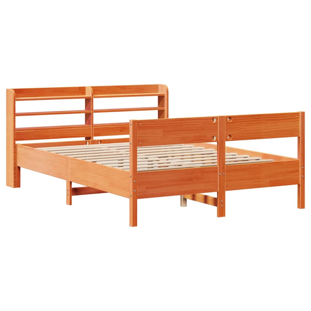 vidaXL Bedframe zonder matras massief grenenhout wasbruin 140x200 cm afbeelding