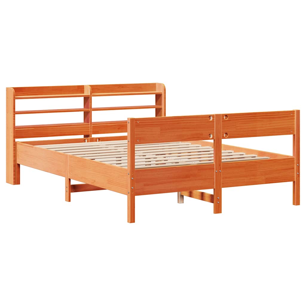 vidaXL Bedframe zonder matras massief grenenhout wasbruin 120x200 cm afbeelding