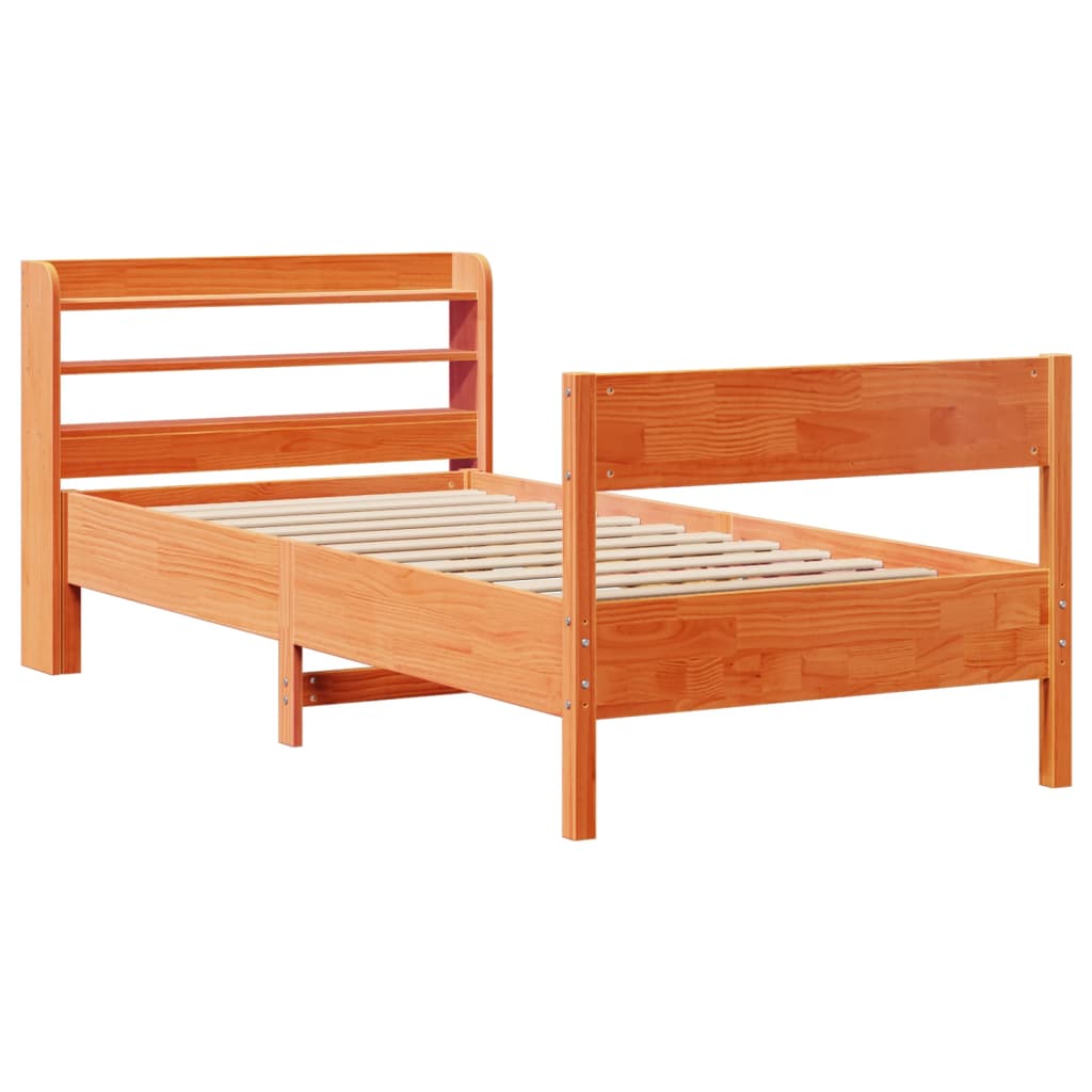 vidaXL Bedframe zonder matras massief grenenhout wasbruin 90x200 cm afbeelding