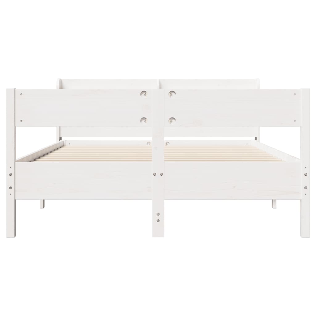 vidaXL Bedframe zonder matras massief grenenhout wit 135x190 cm, foto 4