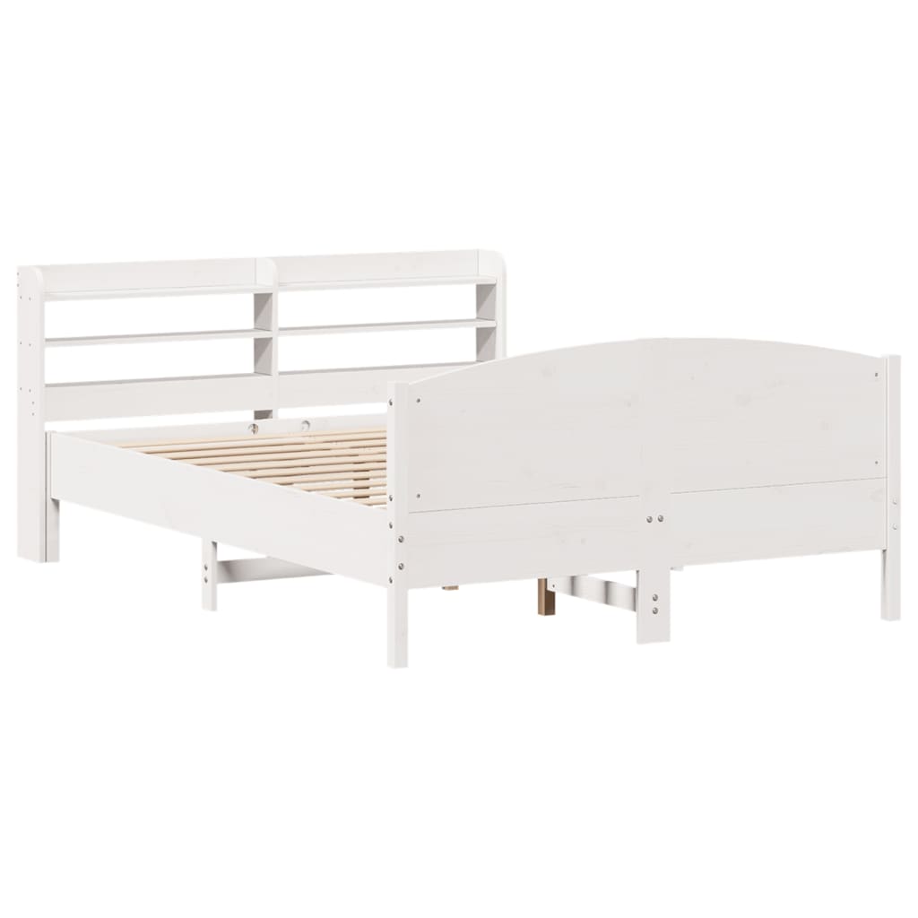 vidaXL Bedframe zonder matras massief grenenhout wit 150x200 cm afbeelding