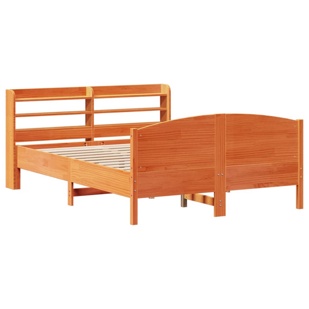 vidaXL Bedframe zonder matras massief grenenhout wasbruin 120x190 cm afbeelding