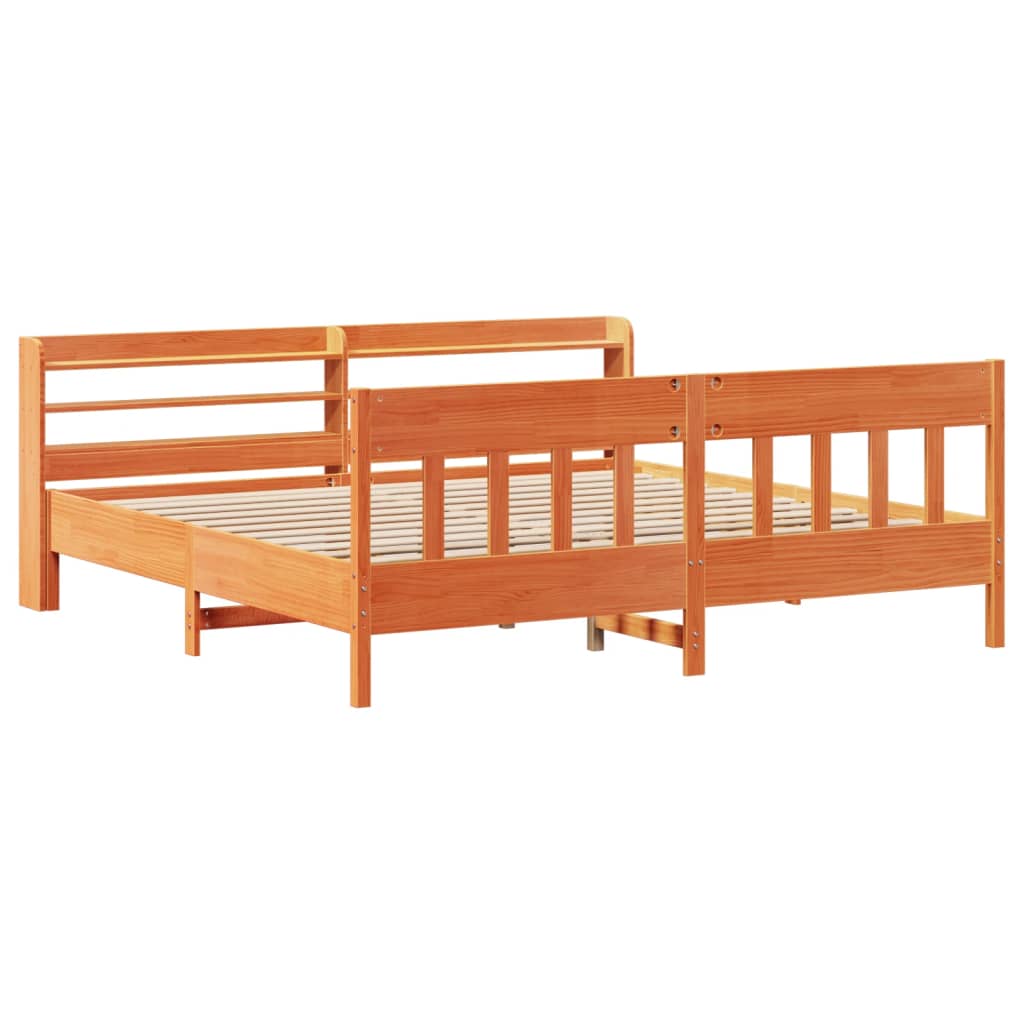 vidaXL Bedframe zonder matras massief grenenhout wasbruin 200x200 cm afbeelding