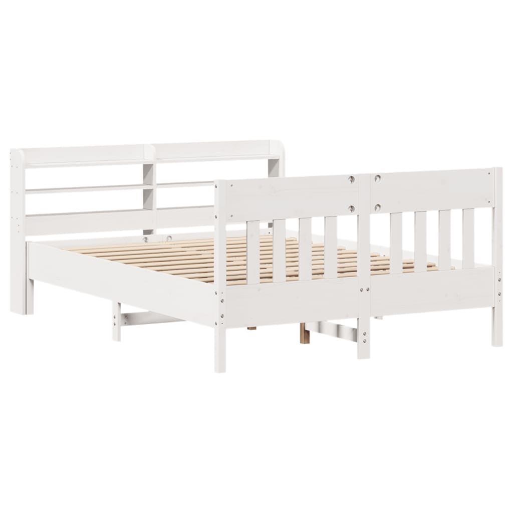 vidaXL Bedframe zonder matras massief grenenhout wit 140x200 cm afbeelding