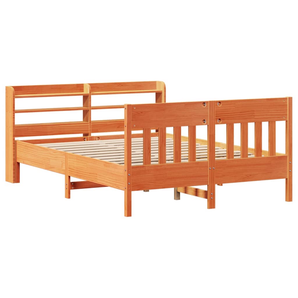 vidaXL Bedframe zonder matras massief grenenhout wasbruin 140x200 cm afbeelding
